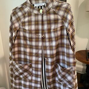 Buru Plaid Cape Jacket in Brown and Cream Size XS